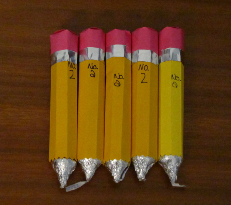 Pencils made from rolo candy